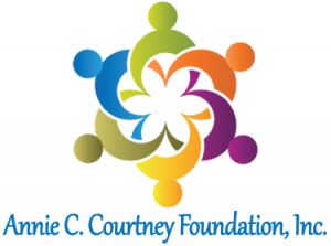 Annie C. Courtney Foundation, Inc. Logo with multicolored spiral image.