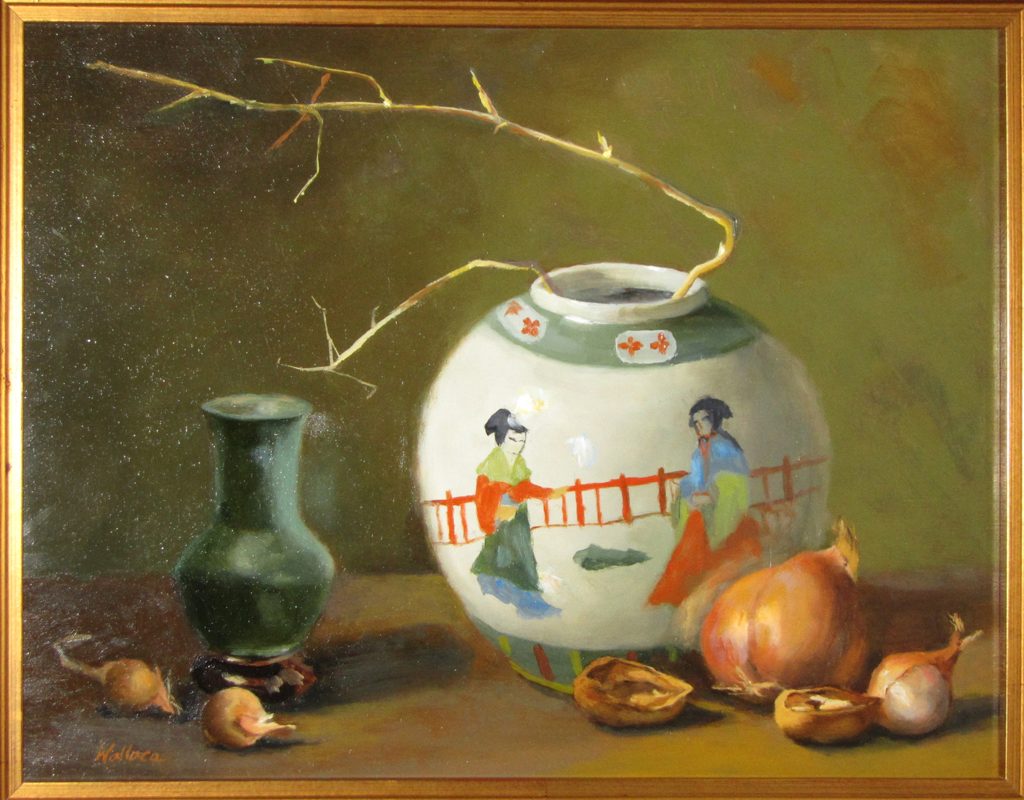 "Still Life with Shallots and Walnuts" by Joan Wallace