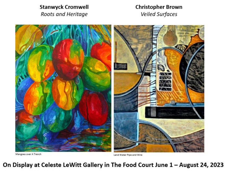 Promotional image featuring paintings by exhibiting artists