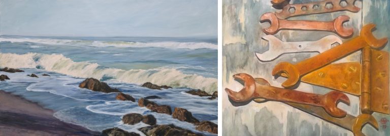 Images of artwork by Peter Barrett (left) and Nigel Wynter (right)
