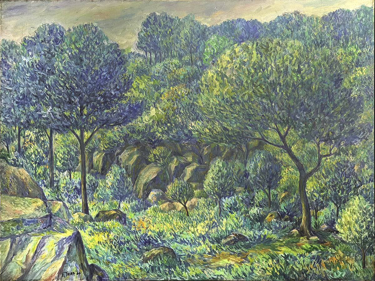 "Trees and Rocks" by Frank Taira, 30 x 40, Oil on Canvas