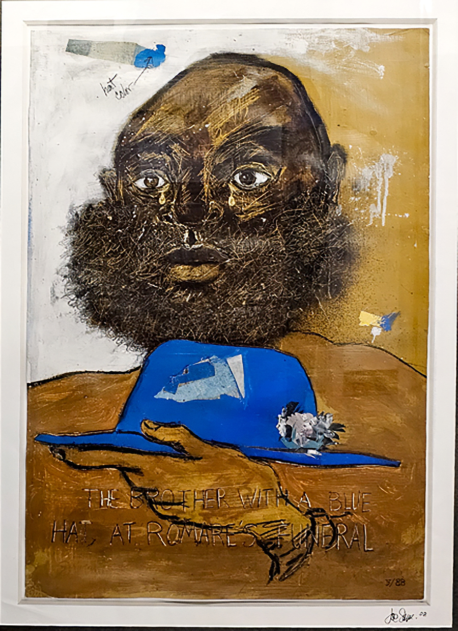 "Man with the Blue Hat" by Joe Sam, 36 x 24, Limited Edition Giclee