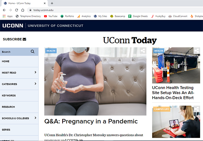 UConn Today home page