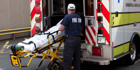 Ambulance bringing a patient to the emergency room