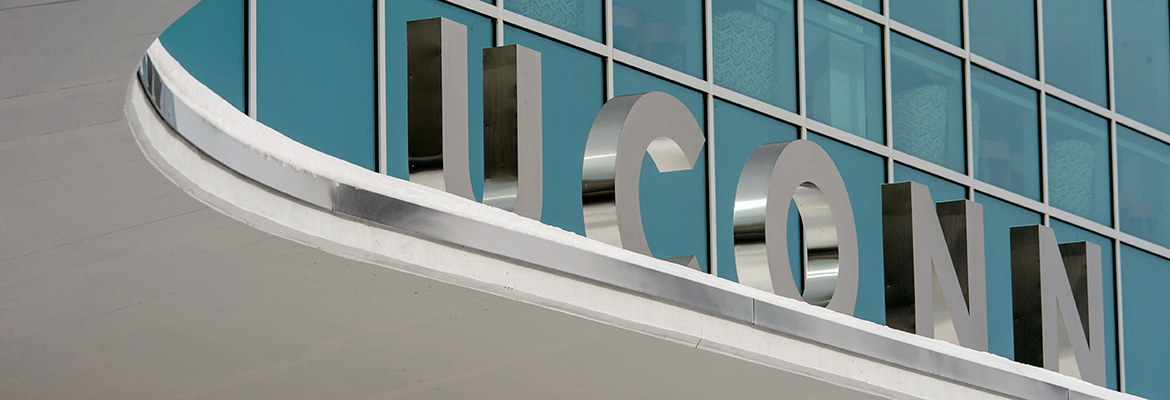 Part of the UConn Health Outpatient Pavilion sign