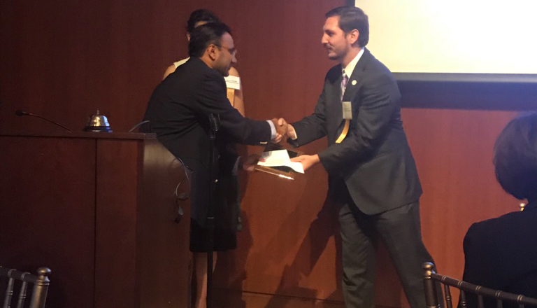 Dr. Rice accepting Hartford County Medical Society Award 2017