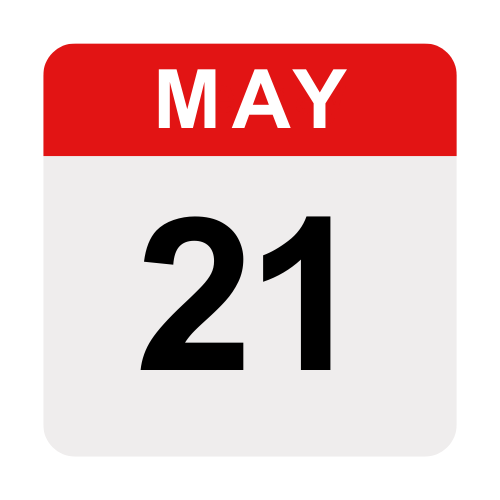 Calendar icon with the date May 21st.