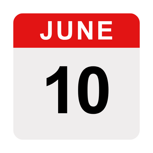 Calendar Icons for Website Event Page Calendar icon with event date, June 10th.