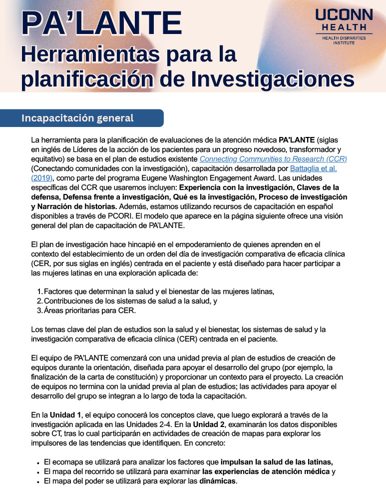 PA’LANTE - Herramientas para la planificación de Investigaciones