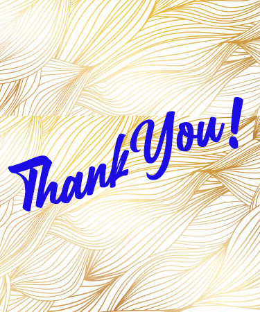 Thank You in Royal Blue with Gold Leaf Background