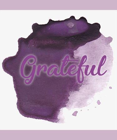 Grateful on a Purple Watercolor Circle