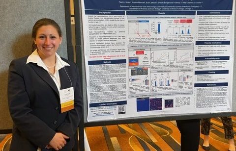 Pearl Sutter presents her research on the functional role of CD8+ T-cells in Globoid Cell Leukodystrophy at the 2022 AAP/ASCI/APSA Joint Meeting in Chicago, IL.