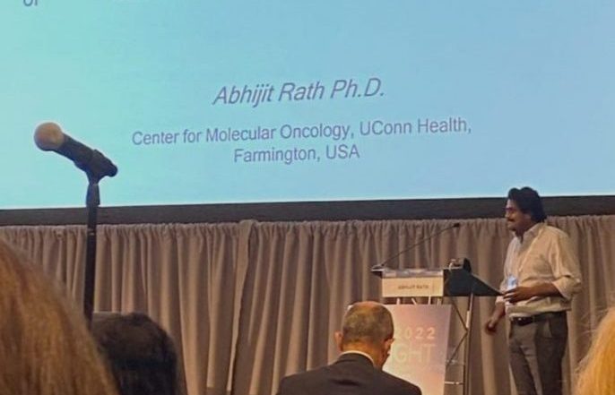 Dr. Abhijit Rath presenting his abstract titled “A calibrated cell-based functional assay to aide classification of MLH1 DNA mismatch repair gene variants" at the biennial International Society for Gastrointestinal Hereditary Tumors (InSight) 2022 conference in Jersey City, NJ.