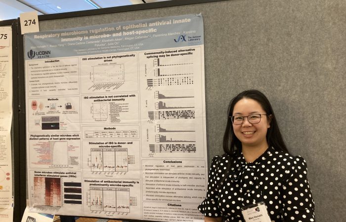 Mian Horvath presents her abstract on "Respiratory microbiome regulation of epithelial antiviral innate immunity is microbe- and host-specific" at the April 2025 AAP/ASCI/APSA Joint Meeting in Chicago, IL.