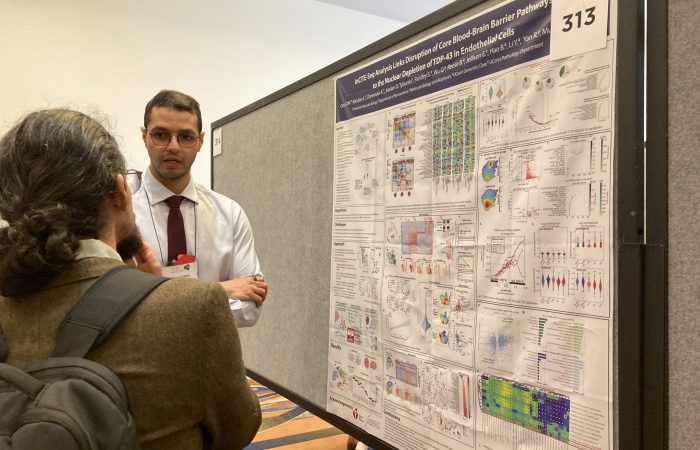 Omar M.F. Omar presents his abstract on "TDP-43 Loss in Endothelial Cells Is Linked to BBB Disruption in Neurodegeneration" at the April 2025 AAP/ASCI/APSA Joint Meeting in Chicago, IL.