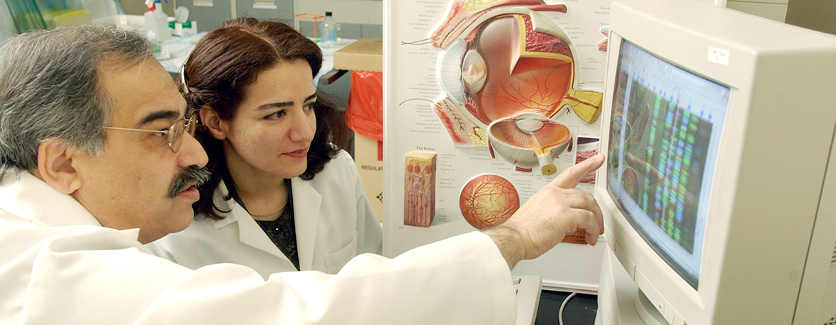 Mansoor Sarfarazi, Ph.D., in his Molecular Ophthalmic Genetics Laboratory