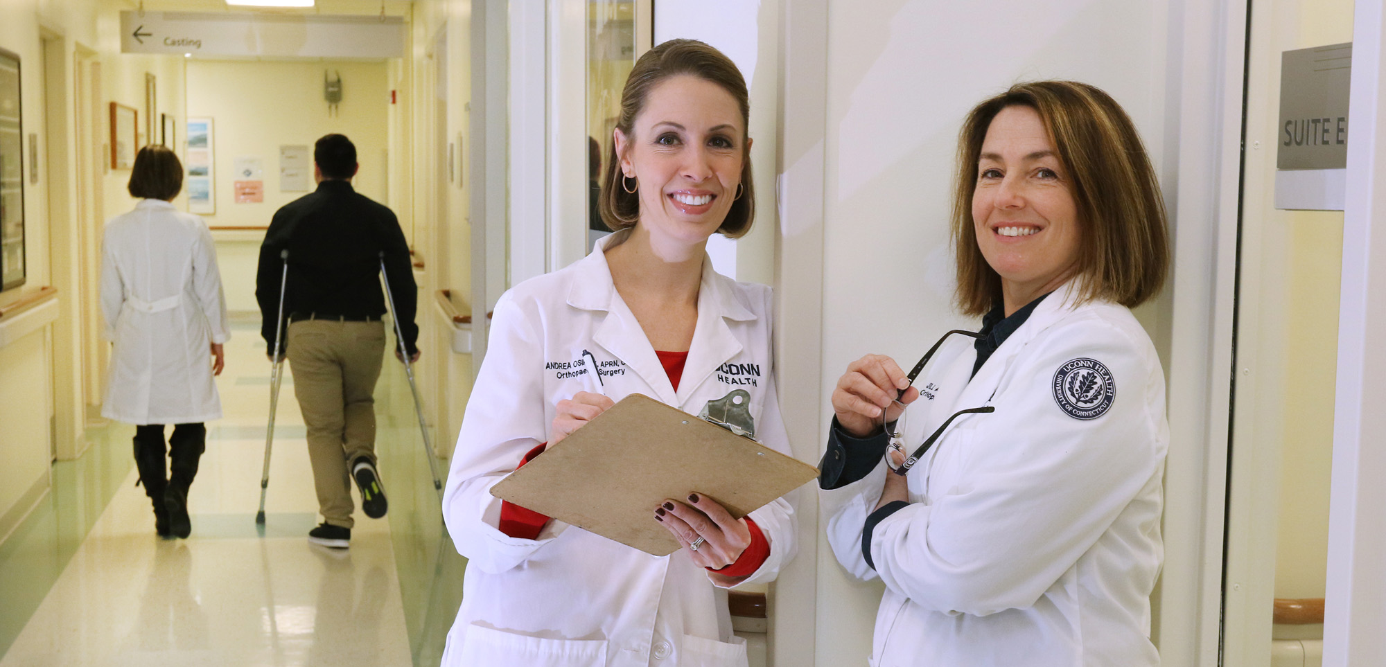 Two doctors a hallway