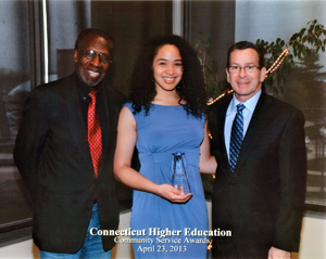 Keshia Ashe with William R. Dyson and Gov. Dannel Malloy