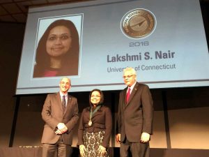 Dr. Lakshmi Nair was inducted into the  National Academy of Inventors (NAI) at its 6th annual meeting in Boston