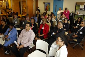 Members listening to a presentation