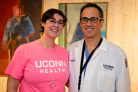 Drea Wall with Dr. Abner Gershon, the nuero-interventionalist that retrieved the clot from her clogged brain