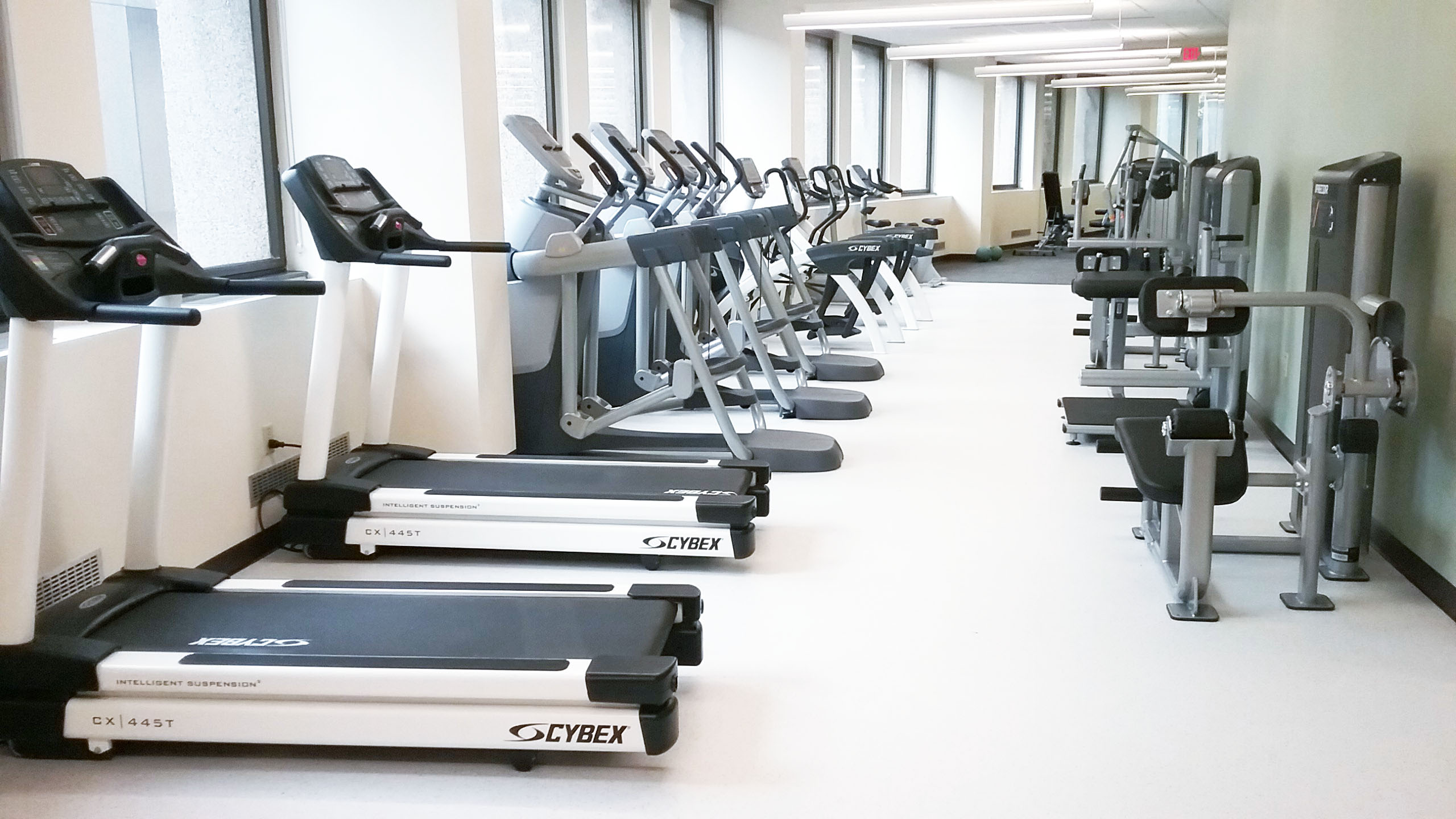 Exercise equipment in the Wellness Center at UConn Health (Tina Encarnacion/UConn Health photo)