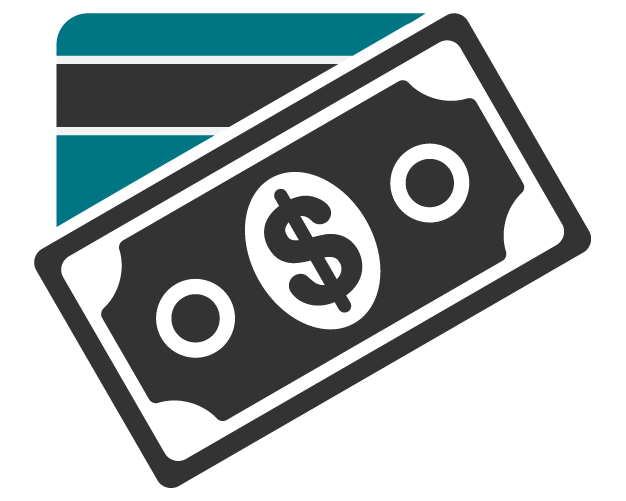 Credit card and dollar bill icon