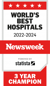 Newsweek's World's Best Hospitals 3 Year Champion 2022 to 2024 logo