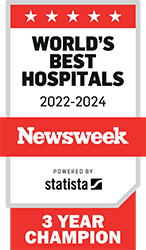 Newsweek's World's Best Hospitals 3 Year Champion 2022 to 2024 logo